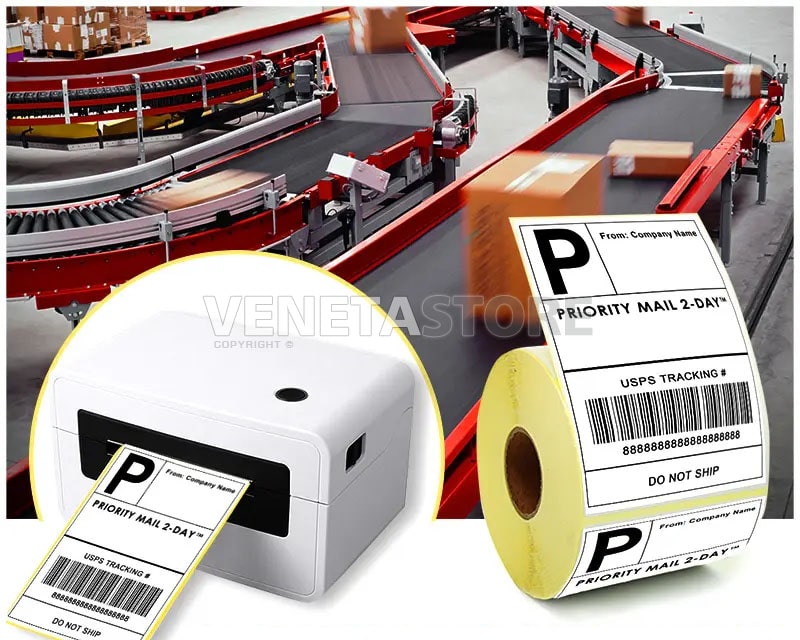 2 rotoli 290 etichette permanenti in carta termica - 36x89mm - per  indirizzi estesi. Compatibili Dymo LW450 e LP